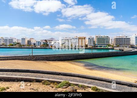 Arrecife cityscape seen from San Gabriel castle, capital city of Lanzarote, Canary Islands, Spain Stock Photo