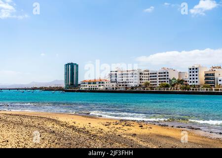 Arrecife cityscape seen from San Gabriel castle, capital city of Lanzarote, Canary Islands, Spain Stock Photo