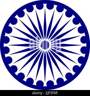Ashoka Chakra for India - Blue wheel called Ashoka Chakra from flag of India isolated on white background Stock Vector