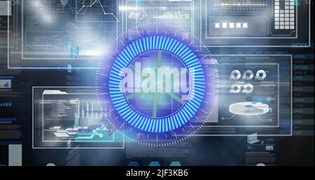 Image of processing circle on scientific graph and data Stock Photo