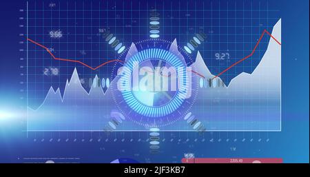 Image of processing circle on scientific graph and data Stock Photo