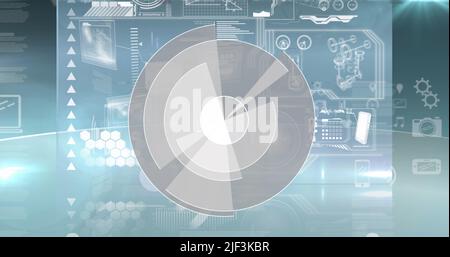 Image of processing circle and light on scientific graph and data Stock Photo