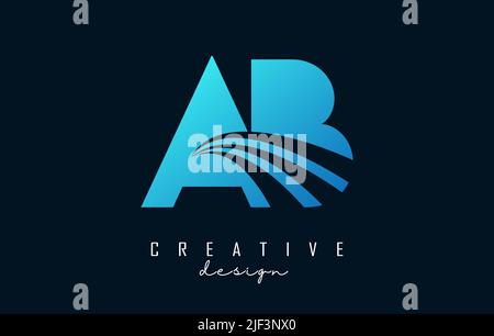 Creative blue letter AB logo with leading lines and road concept design. Letters A B with geometric design. Vector Illustration with letter and creati Stock Vector