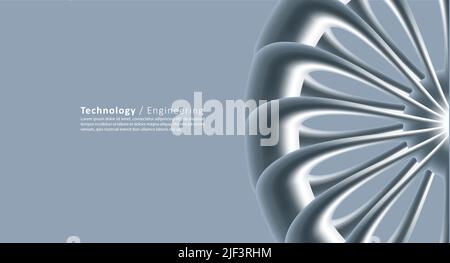 Abstract background with. 3d metal wheel illustration, futuristic art. Vector illustration Stock Vector