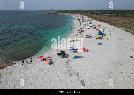 Is Arutas Beach, Sardinia, Italy. Drone View. Stock Photo