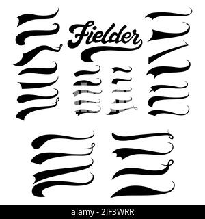 Underline swishes tail collection. Swoosh element for sport, logo design. Vector hand drawn illustration Stock Vector
