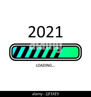 Progress bar new year 2021. Goal planning. Loading vector illustration for graphic design, website Stock Vector