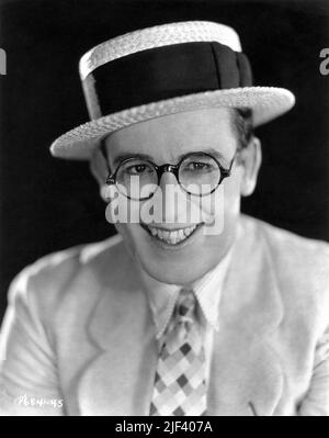 HAROLD LLOYD Portrait wearing straw boater hat in SPEEDY 1928 director TED WILDE The Harold Lloyd Corporation / Paramount Pictures Stock Photo