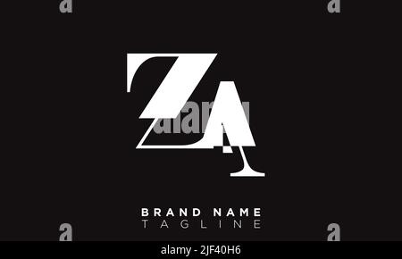 ZA Alphabet letters Initials Monogram logo Stock Vector