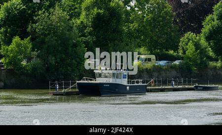 A Port of London Authority Boat Docked on the River Thames near Richmond Stock Photo