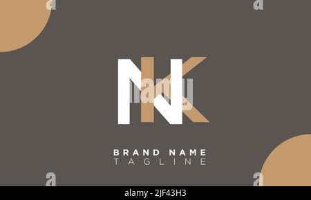 NK Alphabet letters Initials Monogram logo KN, N and K Stock Vector