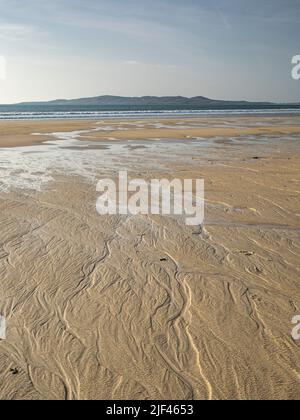 Sand and tidal patterns on Nisabost beach, Harris, Outer Hebrides, Scotland Stock Photo