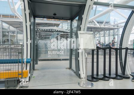 Entrance of Restaurant Georges, located on the sixth floor,  roof of the Centre Pompidou, Paris, France. Stock Photo