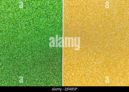 green and golden glitters or sequins backgrounds Stock Photo