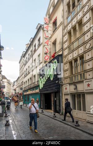 Entrance of Le Balajo, Dance hall, club, ballroom, Rue de Lappe, Paris, France. Stock Photo