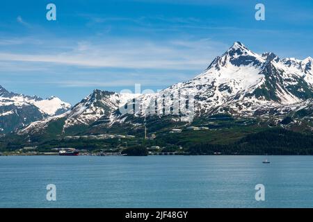 Terminal of the Trans Alaska pipeline and oil storage facility in Valdez Alaska Stock Photo