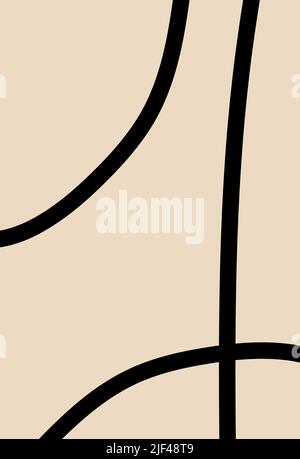 Abstract hand-drawn sketch of the contours of modern elements of modern boho, isolated by simple home decor walls. Boho abstraction. Stock Vector