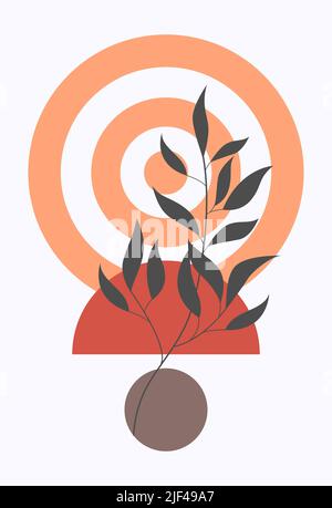 Collection of posters. Minimalism style. With a modern boho style design. Cubism. Composition of simple figures. Design for drawing, logo, posters, in Stock Vector