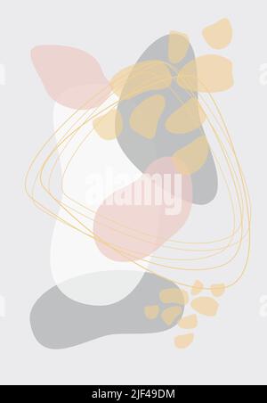 Wall art. Minimalistic abstract art background. Abstract design. Various forms. Modern art isolated vector graphics. Boho style. Stock Vector