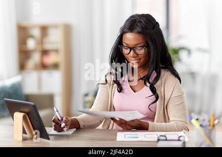 african woman working on ui design at home office Stock Photo