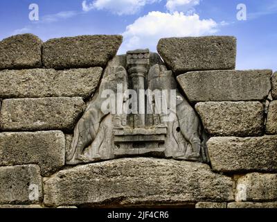 One of the most precious treasures of ancient Greece, hidden in the heart of the Peloponnese peninsula, is the city of Mycenae, a UNESCO Site. Stock Photo