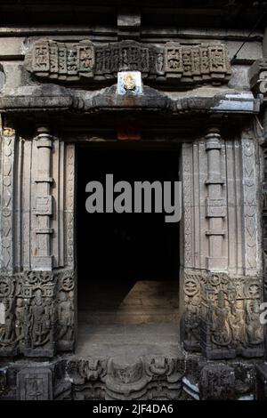 Shiv temple noted for its beautiful sculptures and carvings, Kukdeshwar Temple Stock Photo