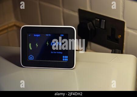 An electricity smart-meter, checking electricity usage, UK Stock Photo
