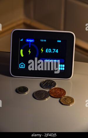 An electricity smart-meter, checking electricity usage, UK Stock Photo
