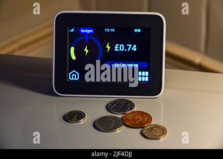 An electricity smart-meter, checking electricity usage, UK Stock Photo