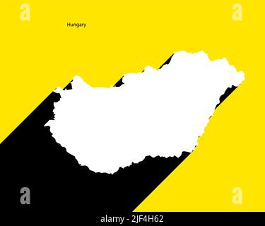 Hungary Map on retro poster with long shadow. Vintage sign easy to edit, manipulate, resize or colourise. Stock Vector
