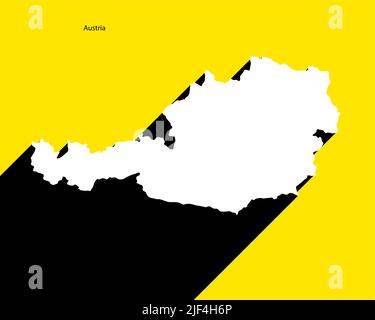 Austria Map on retro poster with long shadow. Vintage sign easy to edit, manipulate, resize or colourise. Stock Vector
