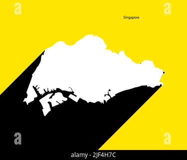 Singapore Map on retro poster with long shadow. Vintage sign easy to edit, manipulate, resize or colourise. Stock Vector