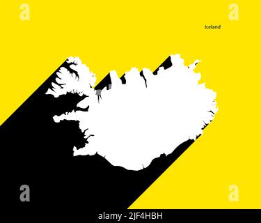 Iceland Map on retro poster with long shadow. Vintage sign easy to edit, manipulate, resize or colourise. Stock Vector