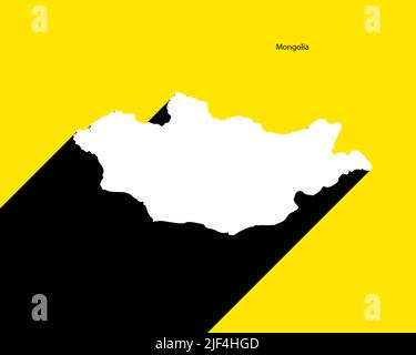 Mongolia Map on retro poster with long shadow. Vintage sign easy to edit, manipulate, resize or colourise. Stock Vector