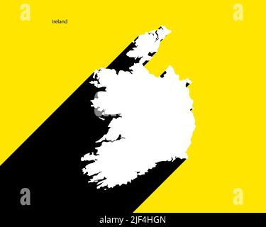Ireland Map on retro poster with long shadow. Vintage sign easy to edit, manipulate, resize or colourise. Stock Vector