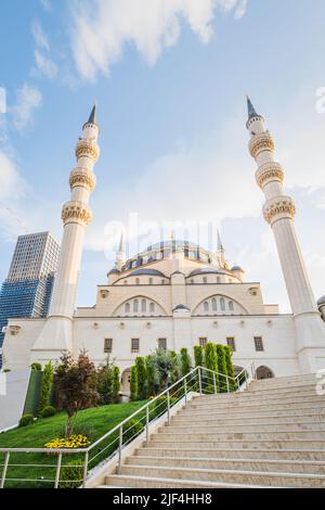 Tirana, Albania - June 2022: Namazgah Mosque, aka Great Mosque of Tirana. The mosque is currently being built in Tirana, Albania Stock Photo