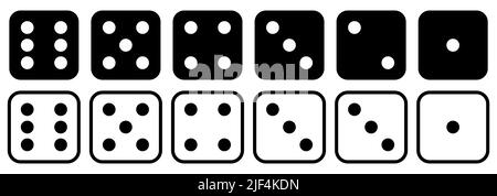 Game dice set icons. Collection in flat and linear design from one to six. Vector illustration Stock Vector