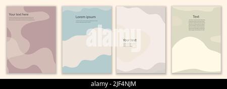 Creative modern layout template set in minimalist style with curved shapes.Set poster copy space.Backgrounds leaflet brochure covers or web pages Stock Vector