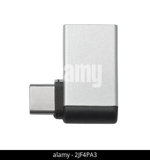 Side view of USB type C to USB OTG angle adapter isolated on white Stock Photo