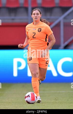 Enschede - Aniek Nouwen of Holland women during the Women's World Cup Qualifying match between the Netherlands and Belarus at Stadium De Grolsch Veste on June 28, 2022 in Enschede, Netherlands. ANP GERRIT VAN COLOGNE Stock Photo