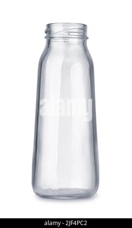 Front view of empty small glass bottle isolated on white Stock Photo