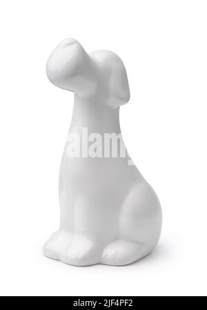 White blank ceramic dog figurine isolated on white Stock Photo
