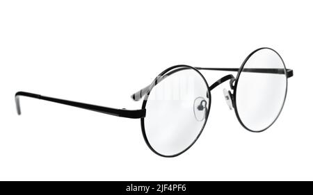 Round frame eyeglasses isolated on white Stock Photo