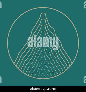 Mountain linearlogo in minimalistic style. Vector round icon Stock Vector