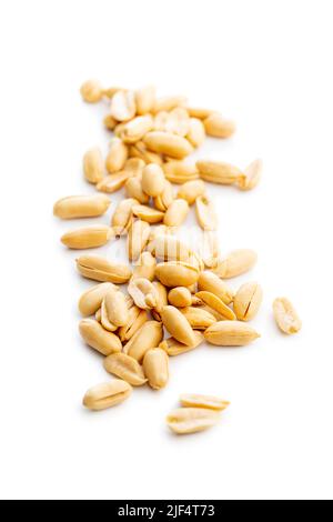Roasted peeled peanuts isolated on a white background. Stock Photo