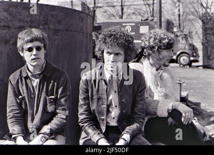 CREAM UK rock group in April 1967. From left: Jack Bruce, Eric Clapton,Ginger Baker. Stock Photo