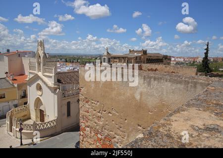 View of Convento de las Adoratrices monastery church from Alcazaba in Badajoz, Extremadura, Spain Stock Photo