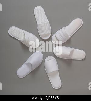 White slippers in a pattern Stock Photo