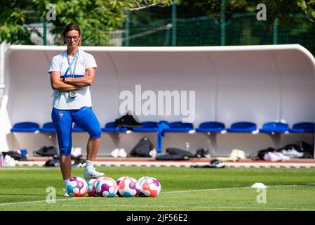 Corinne Diacre head coach of France during the training of the French women's team on June 29, 2022 in Clairefontaine, France - Photo: Antoine Massinon/DPPI/LiveMedia Stock Photo