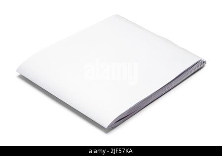 Flat Folded Newspaper with Copy Space Cut Out on White. Stock Photo